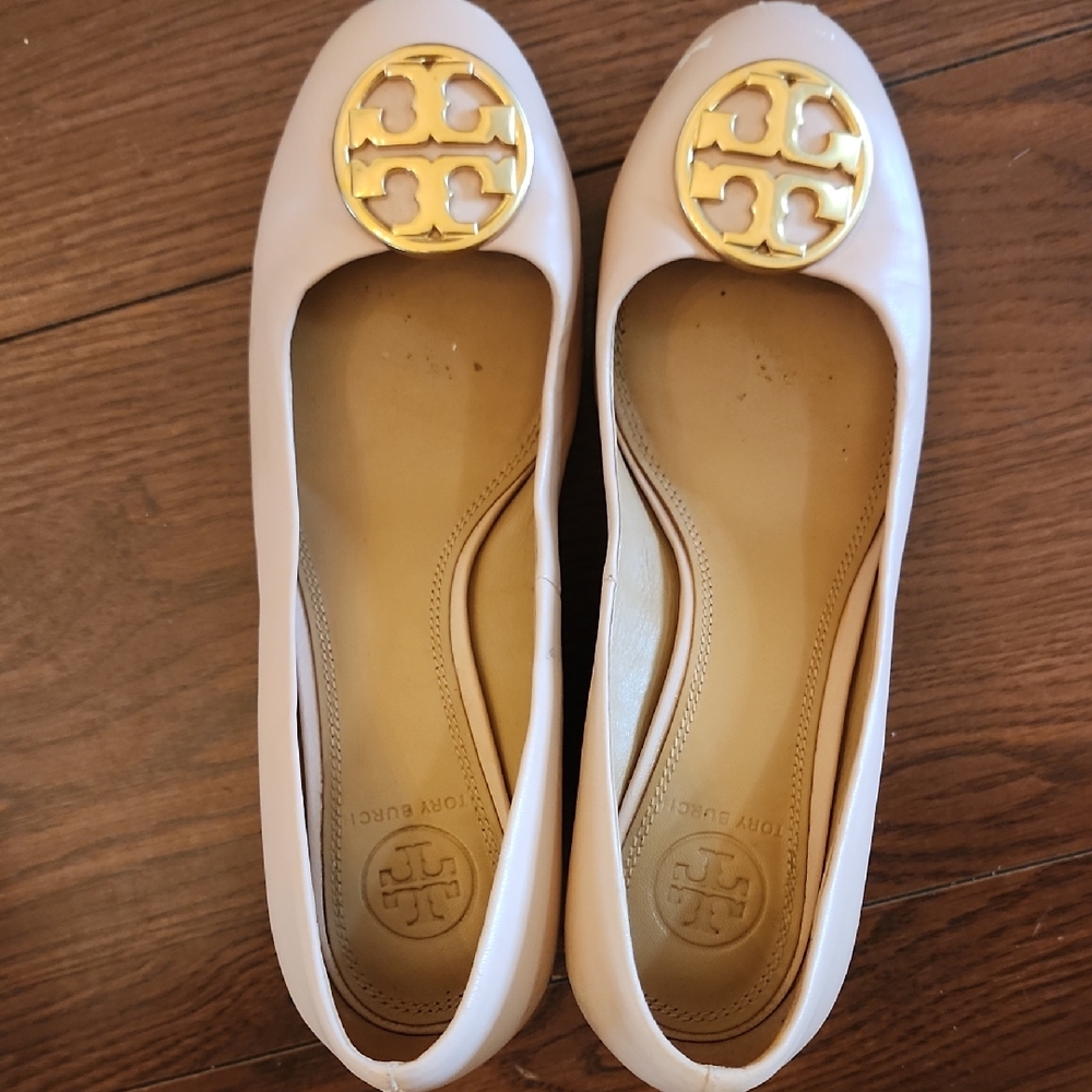 Tory Burch Cream Gold Flats